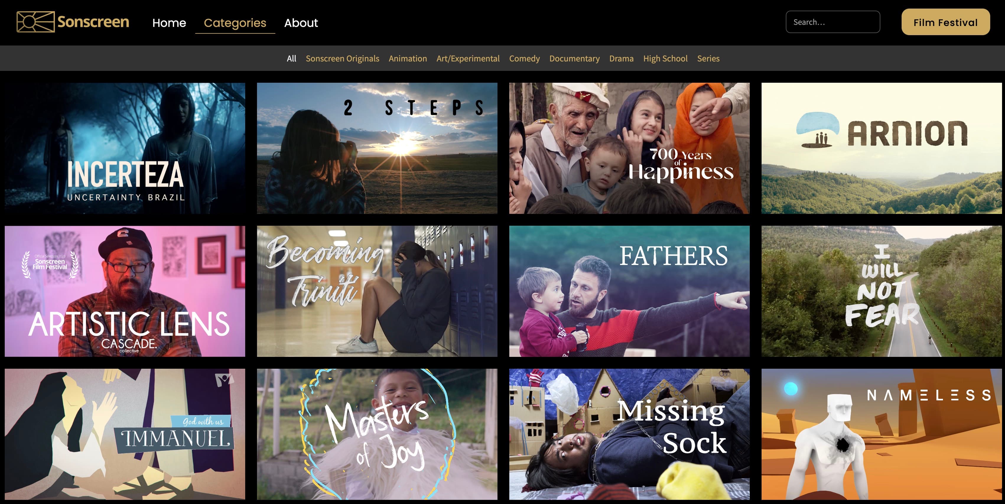 Sonscreen Website Screenshot
